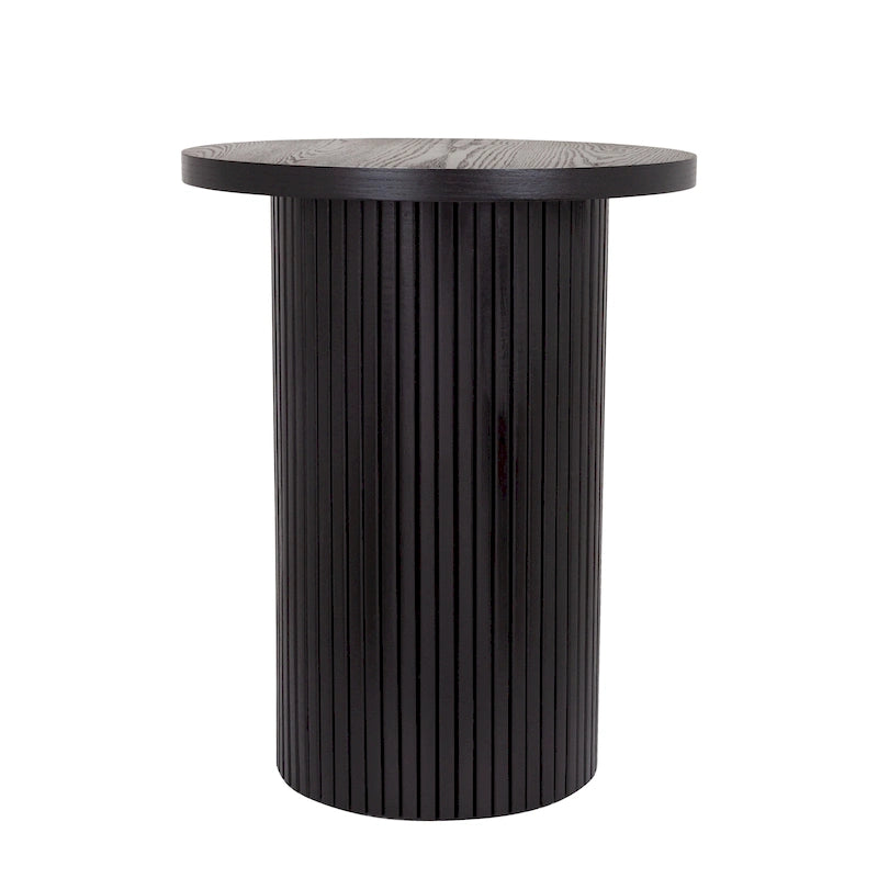 Table d'appoint ronde en bois à piédestal cannelé