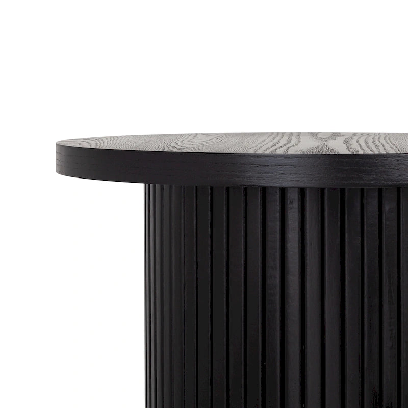 Table d'appoint ronde en bois à piédestal cannelé