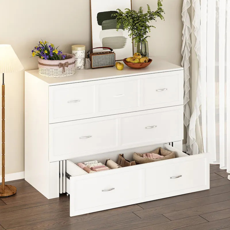 Lit escamotable grand format avec tiroirs pour bureau à domicile ou petite pièce