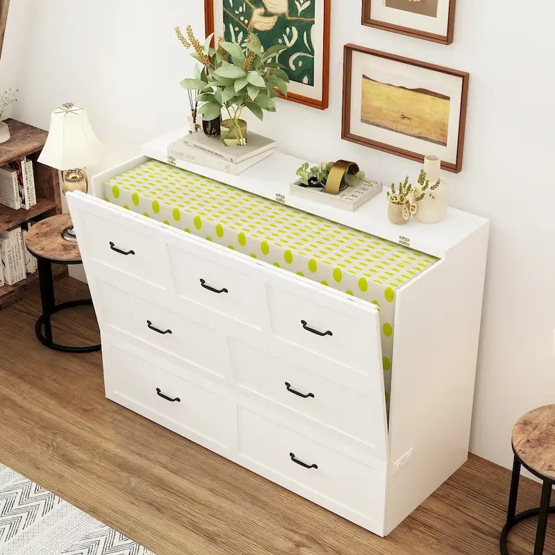 Lit escamotable grand format avec tiroirs pour bureau à domicile ou petite pièce
