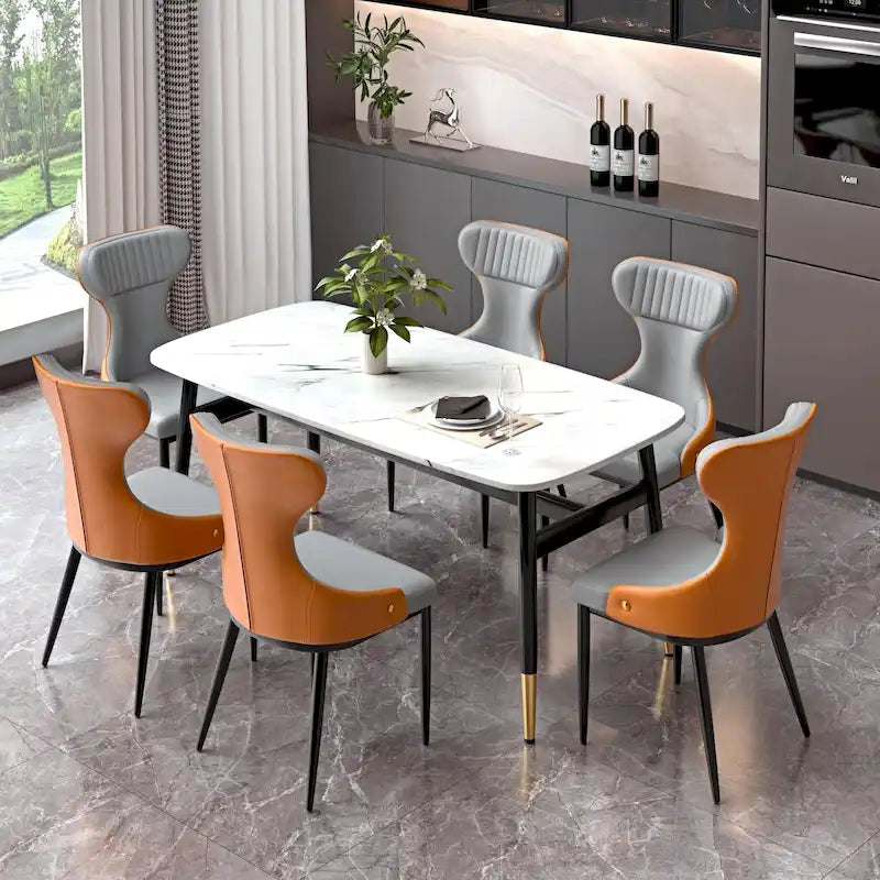 Chaises de salle à manger modernes à dossier haut, fauteuils d'appoint sans accoudoirs avec dossier capitonné (lot de 2) - N/A