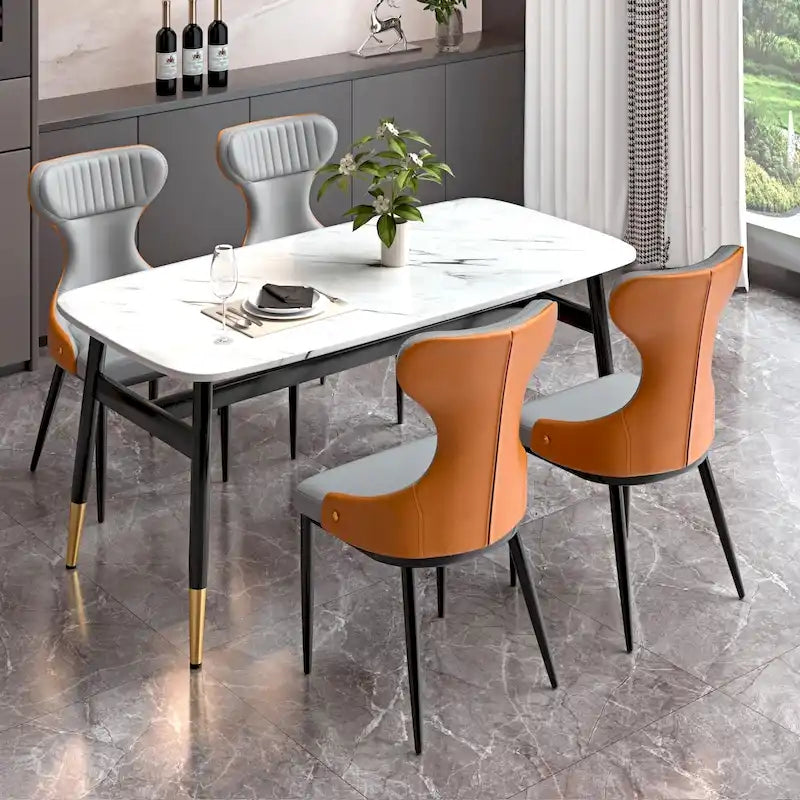 Chaises de salle à manger modernes à dossier haut, fauteuils d'appoint sans accoudoirs avec dossier capitonné (lot de 2) - N/A