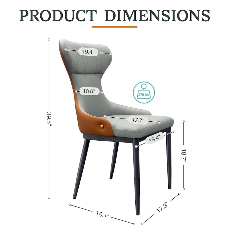 Chaises de salle à manger modernes à dossier haut, fauteuils d'appoint sans accoudoirs avec dossier capitonné (lot de 2) - N/A