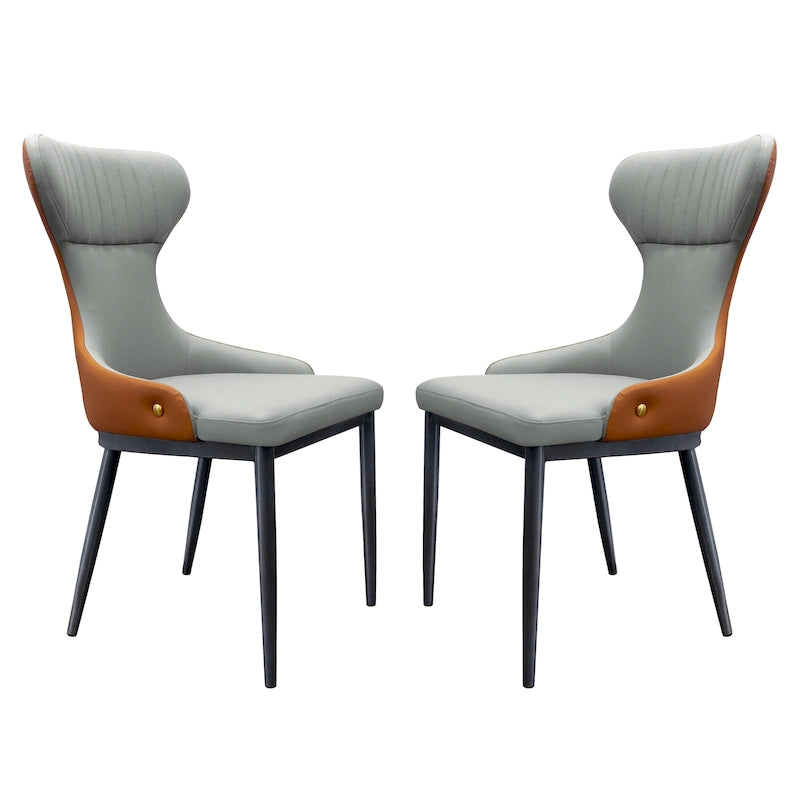 Chaises de salle à manger modernes à dossier haut, fauteuils d'appoint sans accoudoirs avec dossier capitonné (lot de 2) - N/A