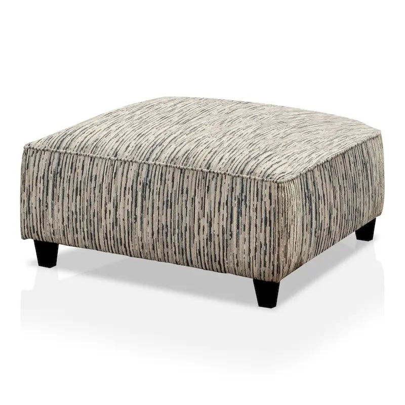 Pouf ottoman de cocktail rembourré en chenille ivoire de la collection Caledonia par Furniture of America