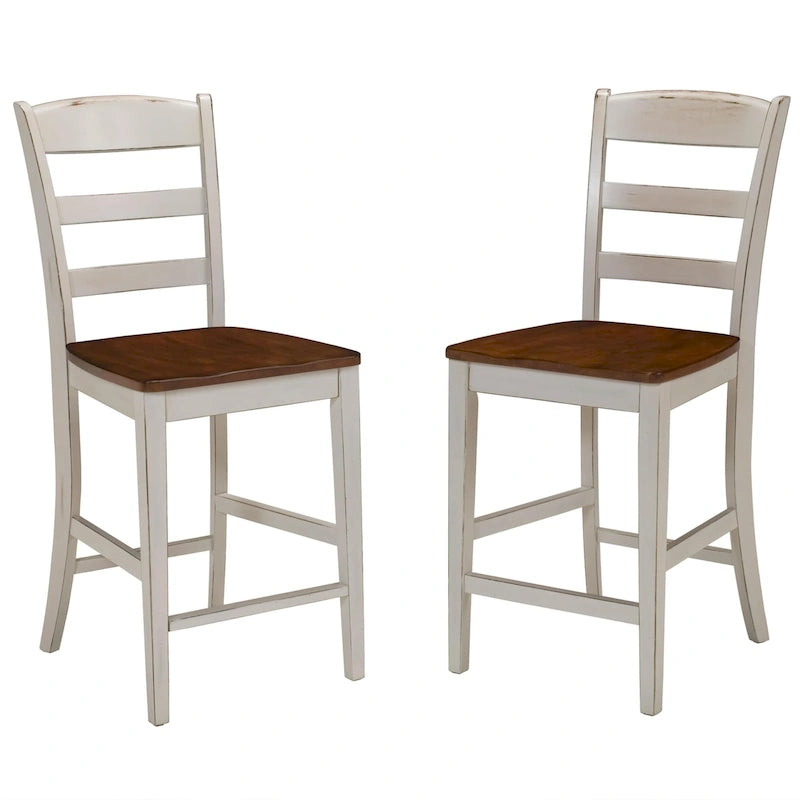 Ensemble d'îlot de cuisine 3 pièces Monarch de Homestyles en bois blanc cassé avec dessus en bois à abattant – 48 po x 25 po x 36 po