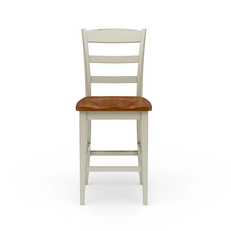 Ensemble d'îlot de cuisine 3 pièces Monarch de Homestyles en bois blanc cassé avec dessus en bois à abattant – 48 po x 25 po x 36 po