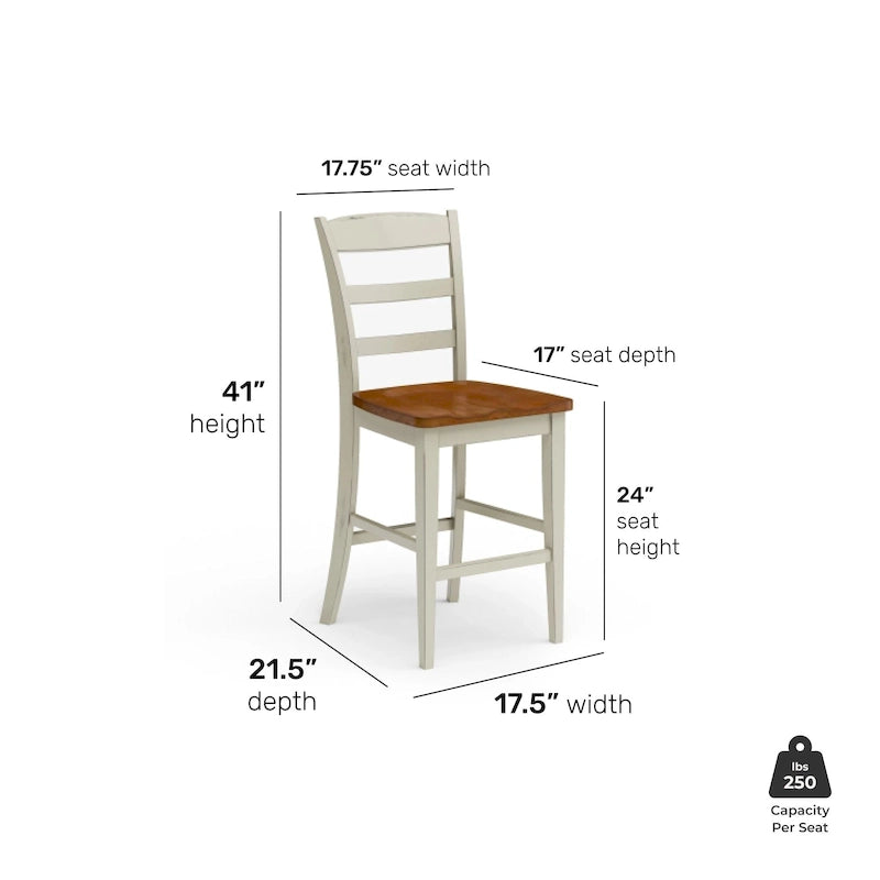 Ensemble d'îlot de cuisine 3 pièces Monarch de Homestyles en bois blanc cassé avec dessus en bois à abattant – 48 po x 25 po x 36 po