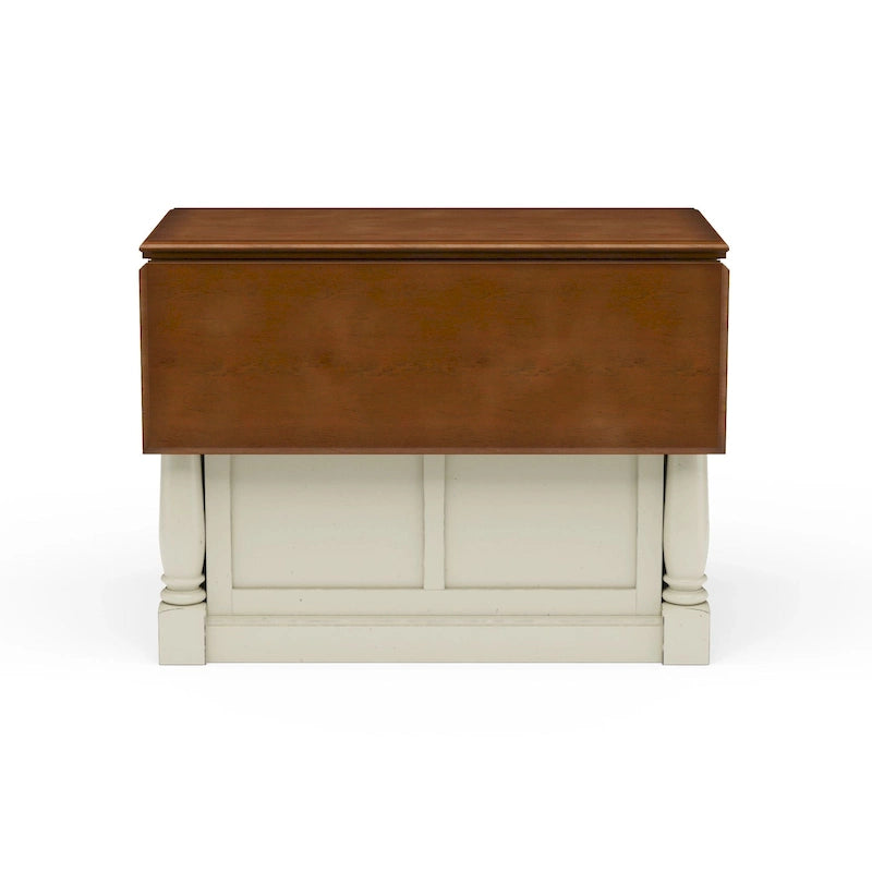 Ensemble d'îlot de cuisine 3 pièces Monarch de Homestyles en bois blanc cassé avec dessus en bois à abattant – 48 po x 25 po x 36 po