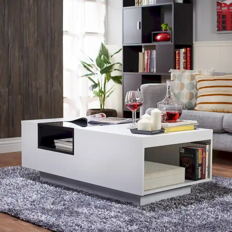 Table basse Zace contemporaine blanche à 3 étagères de 119 cm par Furniture of America