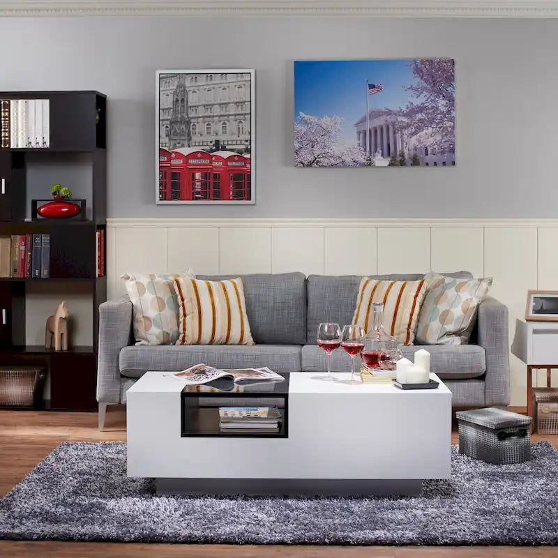 Table basse Zace contemporaine blanche à 3 étagères de 119 cm par Furniture of America