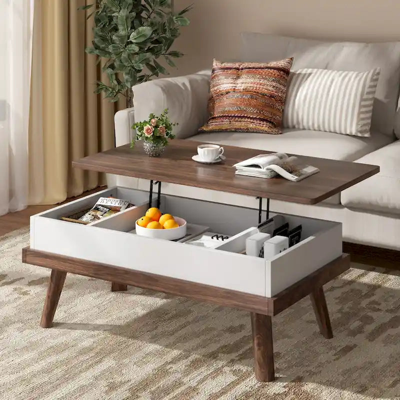 Table basse en bois Futzca avec compartiment caché