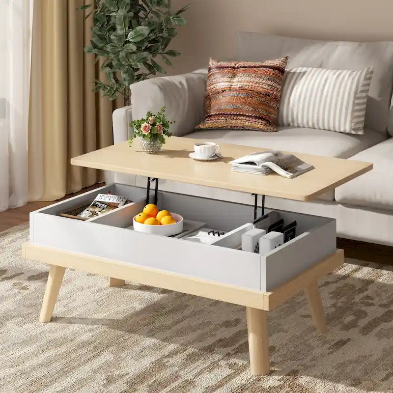 Table basse en bois Futzca avec compartiment caché