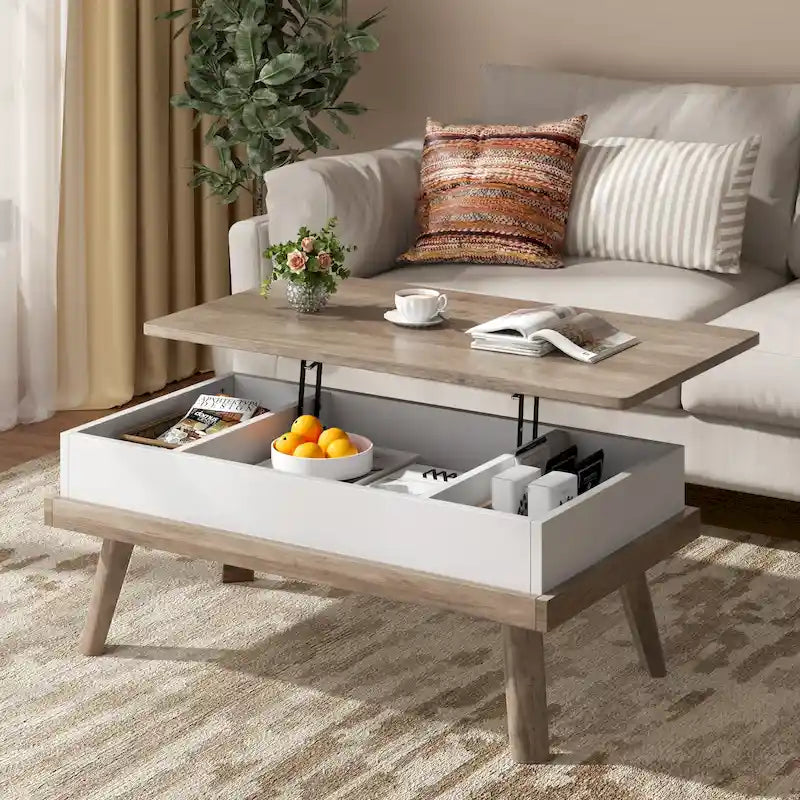 Table basse en bois Futzca avec compartiment caché