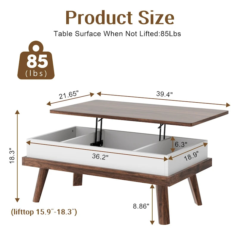 Table basse en bois Futzca avec compartiment caché