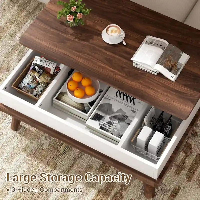 Table basse en bois Futzca avec compartiment caché