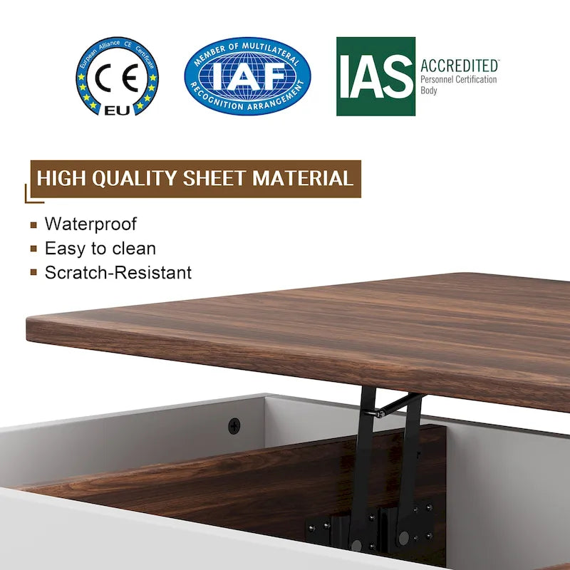 Table basse en bois Futzca avec compartiment caché
