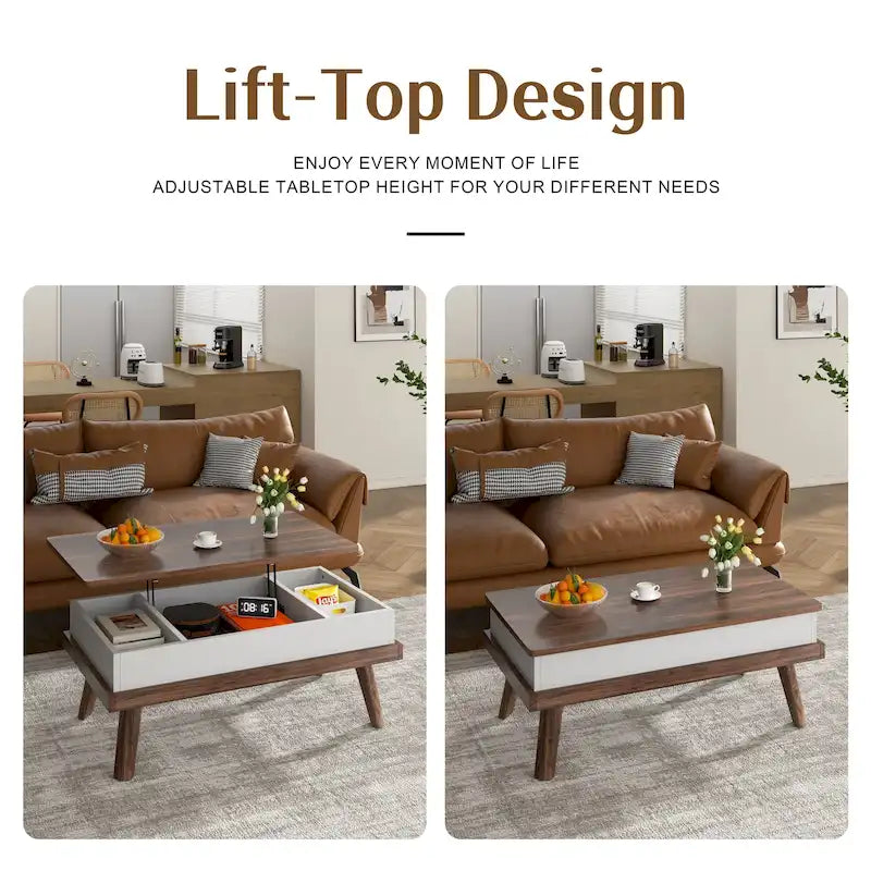 Table basse en bois Futzca avec compartiment caché
