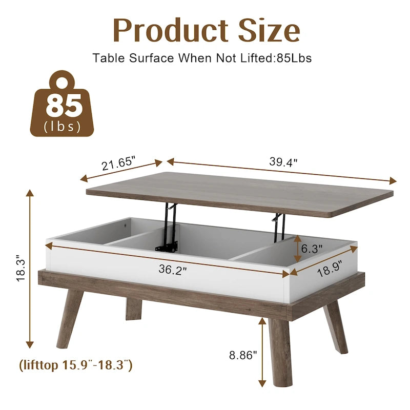 Table basse en bois Futzca avec compartiment caché