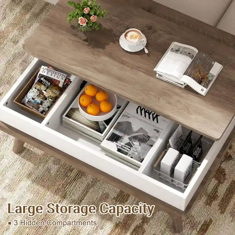 Table basse en bois Futzca avec compartiment caché