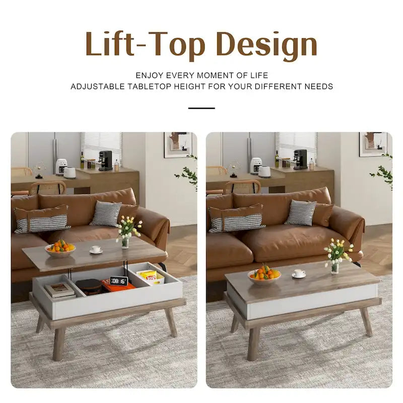 Table basse en bois Futzca avec compartiment caché