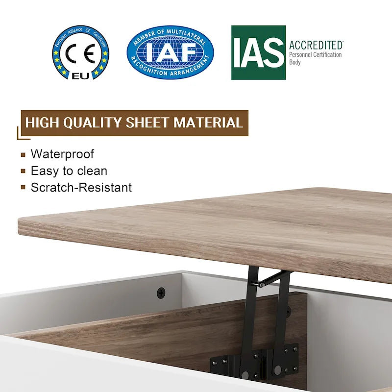 Table basse en bois Futzca avec compartiment caché