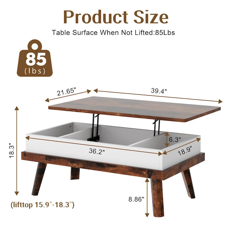 Table basse en bois Futzca avec compartiment caché