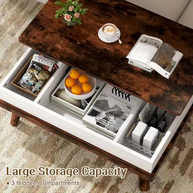 Table basse en bois Futzca avec compartiment caché