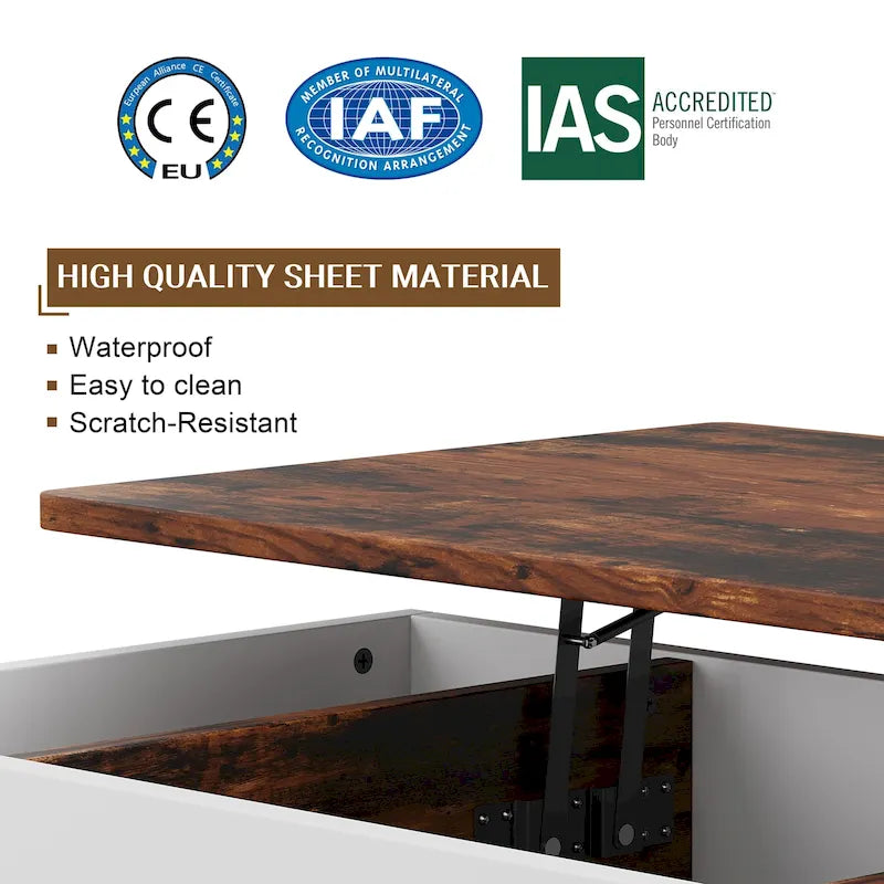 Table basse en bois Futzca avec compartiment caché