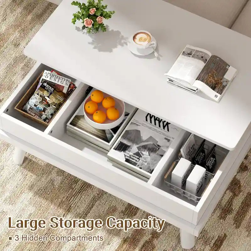 Table basse en bois Futzca avec compartiment caché