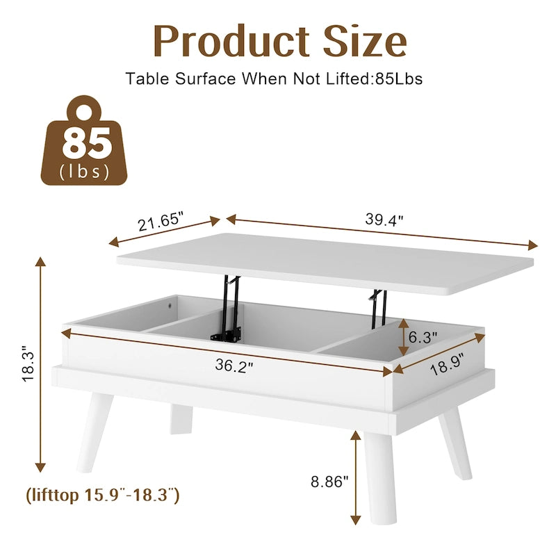 Table basse en bois Futzca avec compartiment caché