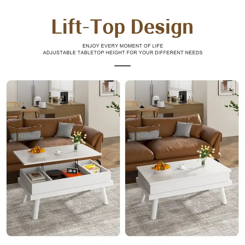 Table basse en bois Futzca avec compartiment caché