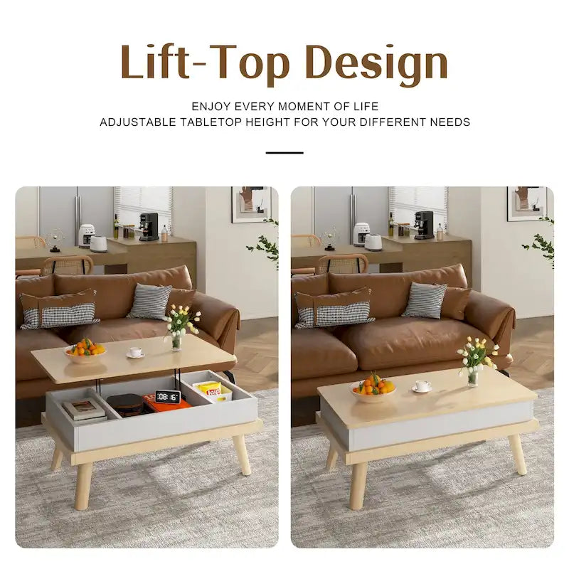 Table basse en bois Futzca avec compartiment caché