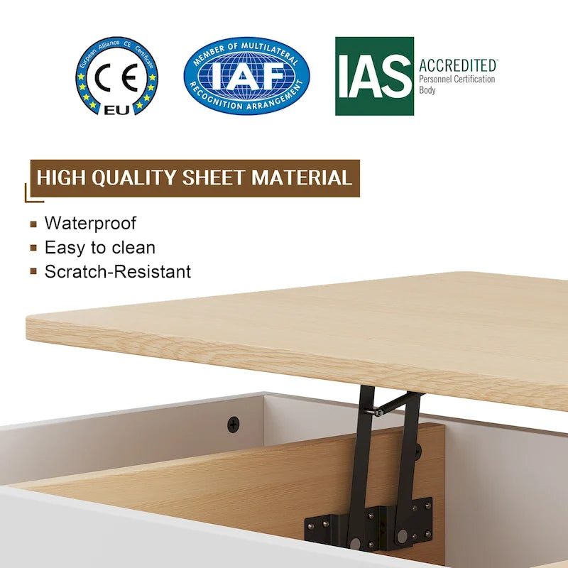 Table basse en bois Futzca avec compartiment caché