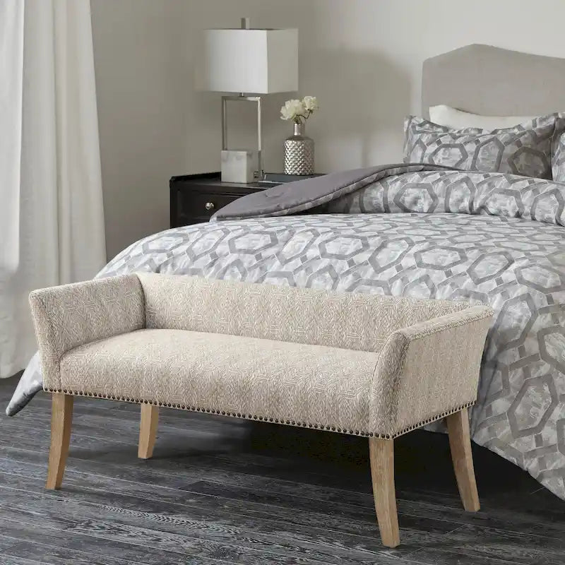 Banc rembourré Madison Park Welburn 49,5 po avec dossier et pieds en bois