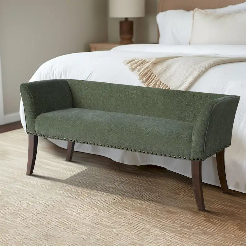Banc rembourré Madison Park Welburn 49,5 po avec dossier et pieds en bois