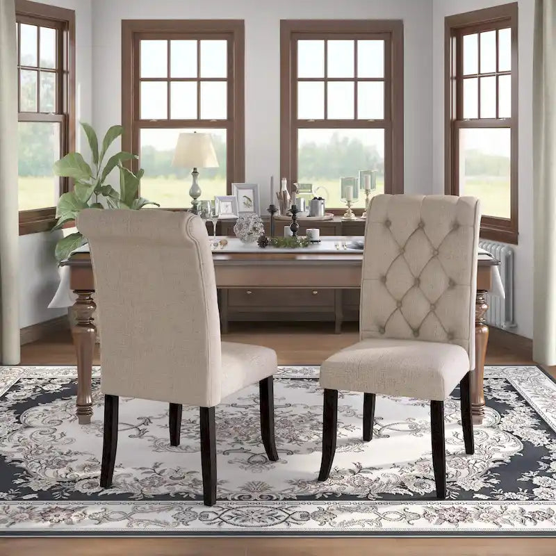 Chaises de salle à manger capitonnées en tissu Sheila Rustic Farmhouse (lot de 2) par Furniture of America