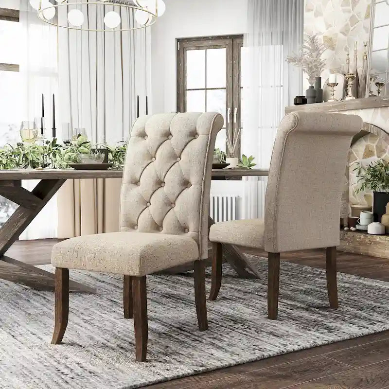 Chaises de salle à manger capitonnées en tissu Sheila Rustic Farmhouse (lot de 2) par Furniture of America