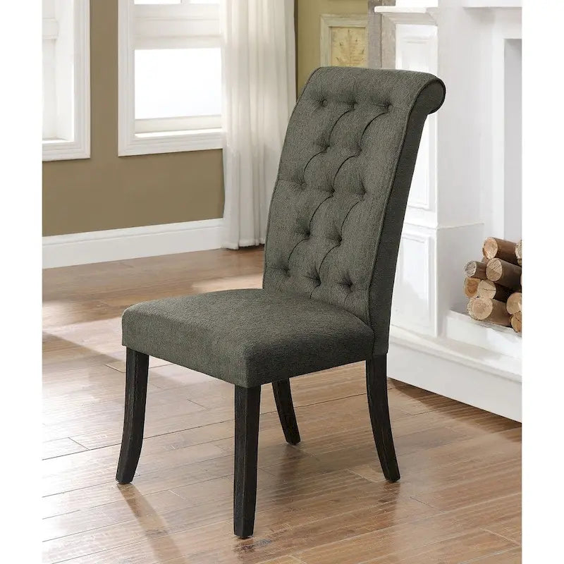 Chaises de salle à manger capitonnées en tissu Sheila Rustic Farmhouse (lot de 2) par Furniture of America