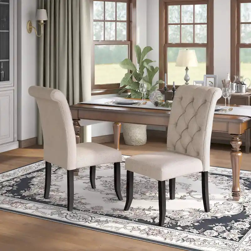 Chaises de salle à manger capitonnées en tissu Sheila Rustic Farmhouse (lot de 2) par Furniture of America