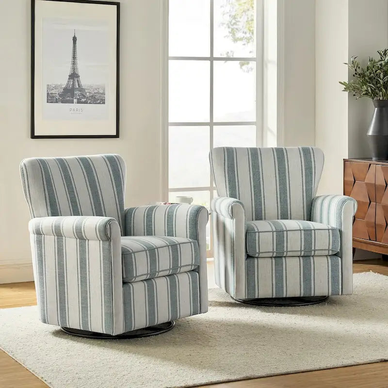 Fauteuil à bascule pivotant Georg en tissu confortable à motif floral avec accoudoirs arrondis, lot de 2, par HULALA HOME