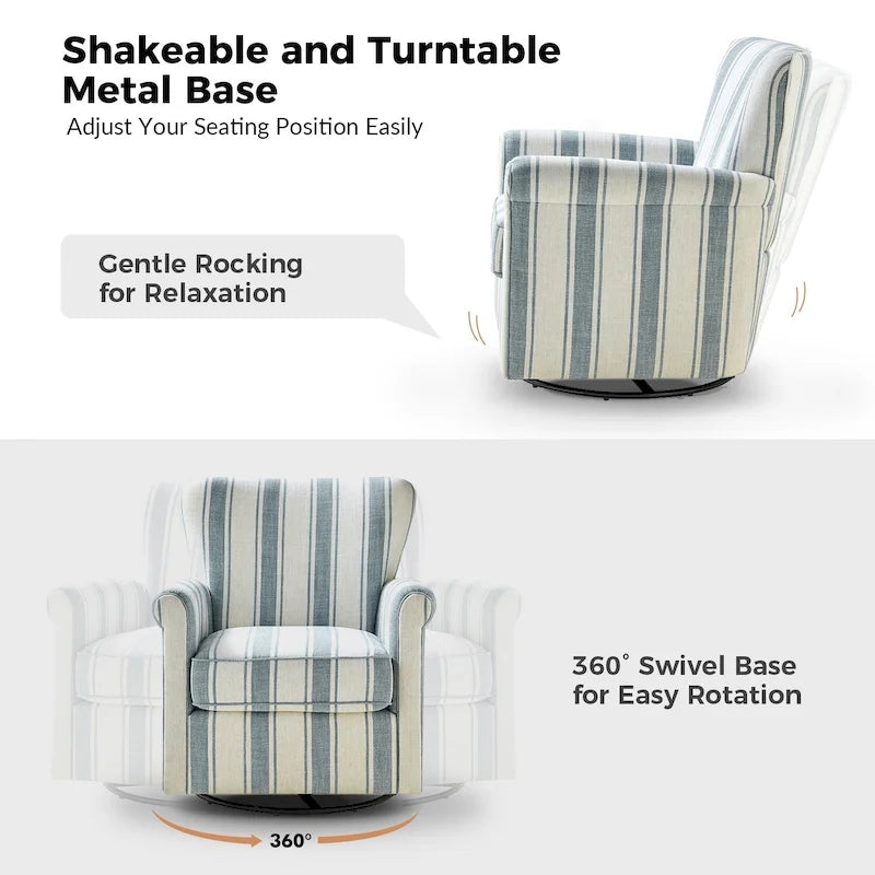 Fauteuil à bascule pivotant Georg en tissu confortable à motif floral avec accoudoirs arrondis, lot de 2, par HULALA HOME