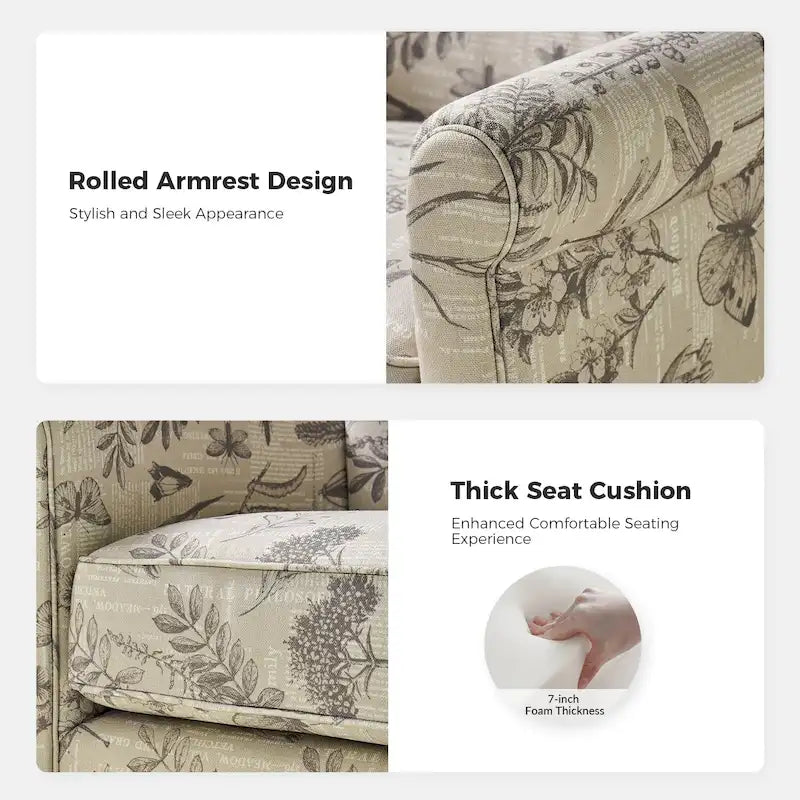 Fauteuil à bascule pivotant Georg en tissu confortable à motif floral avec accoudoirs arrondis, lot de 2, par HULALA HOME