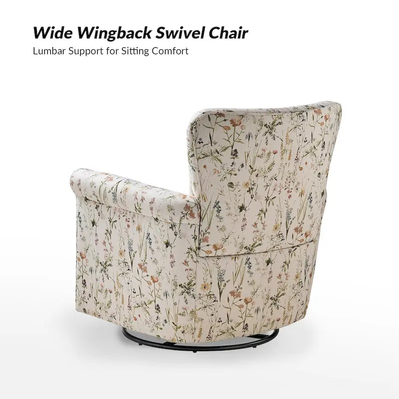 Fauteuil à bascule pivotant Georg en tissu confortable à motif floral avec accoudoirs arrondis, lot de 2, par HULALA HOME