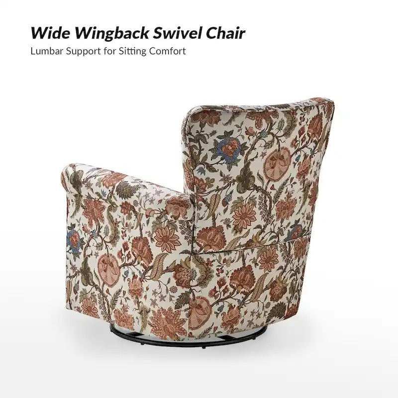Fauteuil à bascule pivotant Georg en tissu confortable à motif floral avec accoudoirs arrondis, lot de 2, par HULALA HOME
