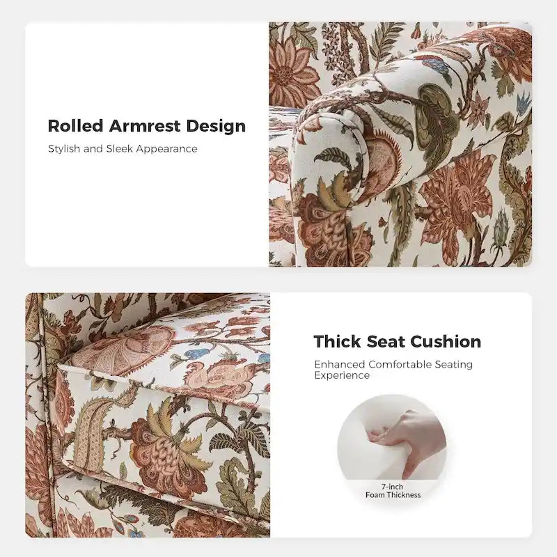 Fauteuil à bascule pivotant Georg en tissu confortable à motif floral avec accoudoirs arrondis, lot de 2, par HULALA HOME