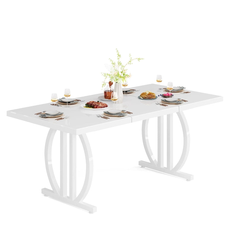 Table à manger pour 4-6 personnes, Grande table de salle à manger de 160 cm, Finition brillante