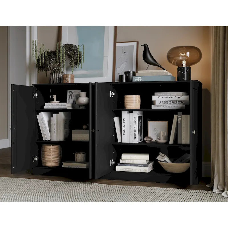 Buffet en bois massif à 100% avec portes en verre ou en bois massif par Palace Imports - 64 x 35.75
