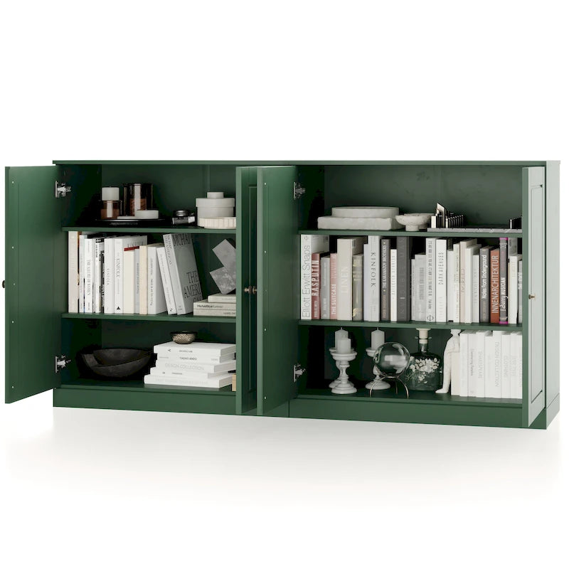 Buffet en bois massif à 100% avec portes en verre ou en bois massif par Palace Imports - 64 x 35.75