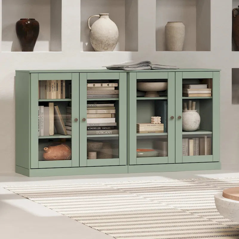 Buffet en bois massif à 100% avec portes en verre ou en bois massif par Palace Imports - 64 x 35.75